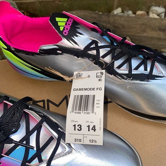 Adidas GAMEMODE Men's Soccer FIRM GROUND Cleats GY7535 Silver Metallic New Sz 13 - Picture 5 of 12